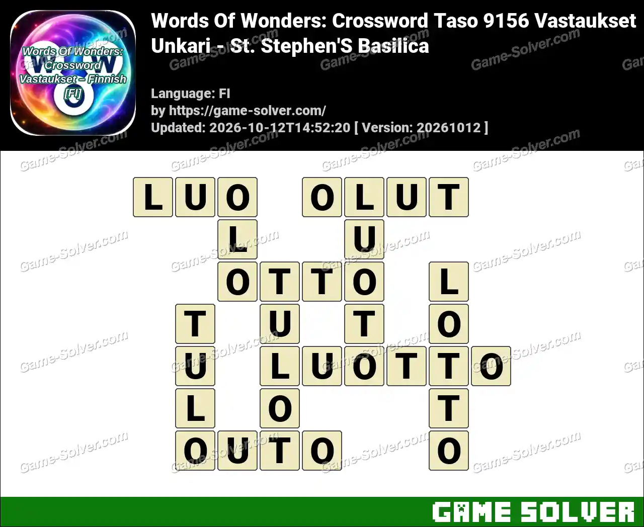 Words Of Wonders: Crossword Taso 9156 Vastaukset – Unkari – St. Stephen’S Basilica